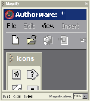 authorware magnifier command