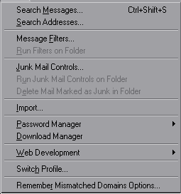 seamonkey tools menu